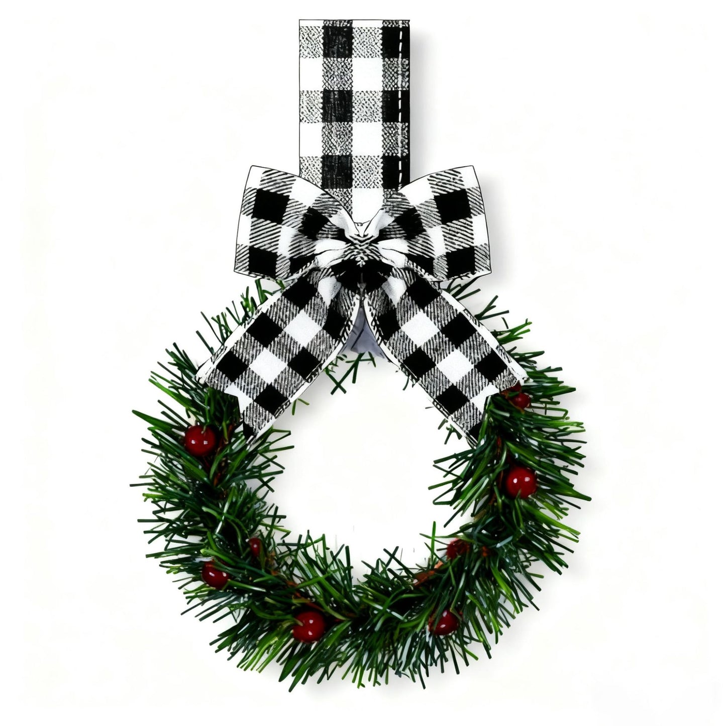 🎅 Christmas Mini Window Wreaths with Ribbon Bows & Red Berries🎁