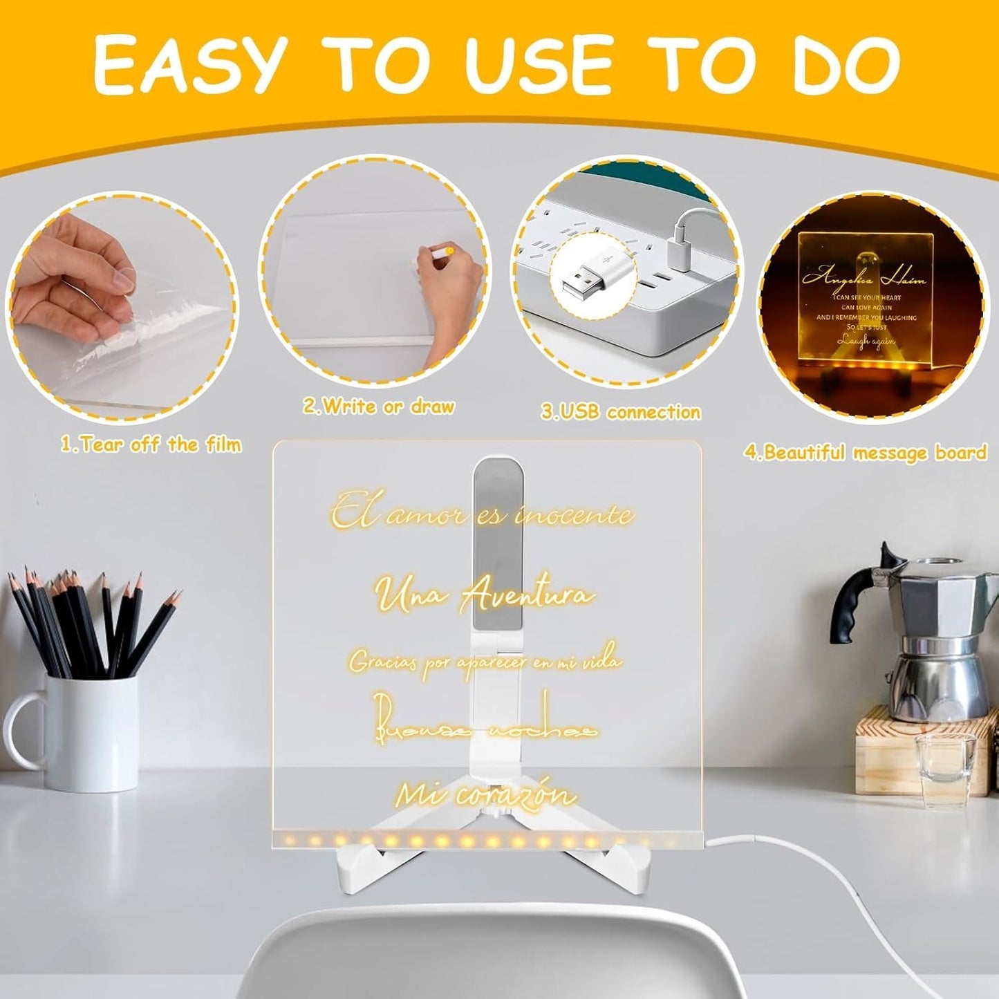 🎁QIAWI Creative Rewritable Acrylic LED Message Board 🎨