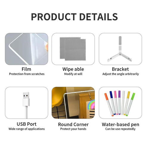 🎁QIAWI Creative Rewritable Acrylic LED Message Board 🎨