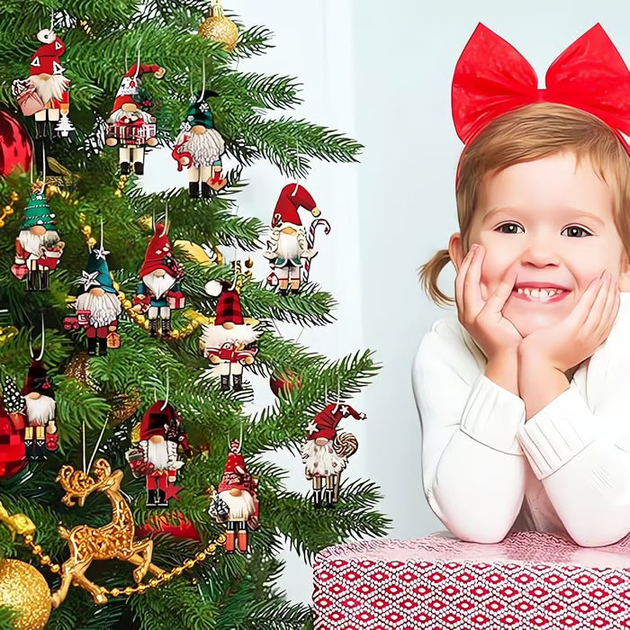 QIAWI Gnome Nutcracker Christmas Tree Ornaments Set (12pcs)