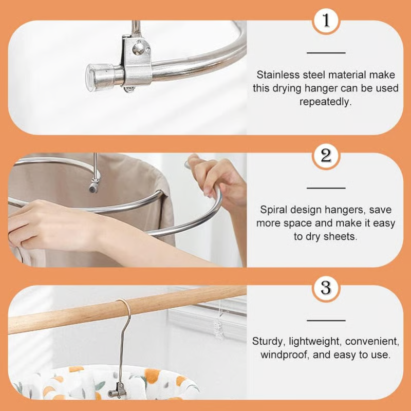 🎉Buy 1 Get 1 Free🎁 Spiral Multifunctional Clothes Hanger for Home & Outdoors – Dries Sheets, Duvets, Quilts, and Bedspreads Easily