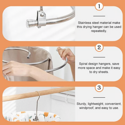 🎉Buy 1 Get 1 Free🎁 Spiral Multifunctional Clothes Hanger for Home & Outdoors – Dries Sheets, Duvets, Quilts, and Bedspreads Easily