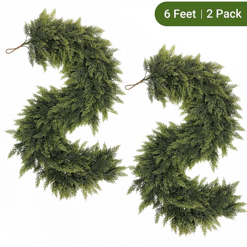 🎄LOVILDS™ 6FT Artificial Cedar Garland – Lifelike Greenery for Indoor & Outdoor Xmas Decor