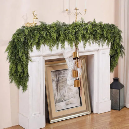 🎄LOVILDS™ 6FT Artificial Cedar Garland – Lifelike Greenery for Indoor & Outdoor Xmas Decor