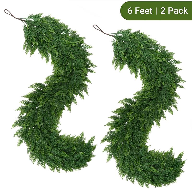 🎄LOVILDS™ 6FT Artificial Cedar Garland – Lifelike Greenery for Indoor & Outdoor Xmas Decor