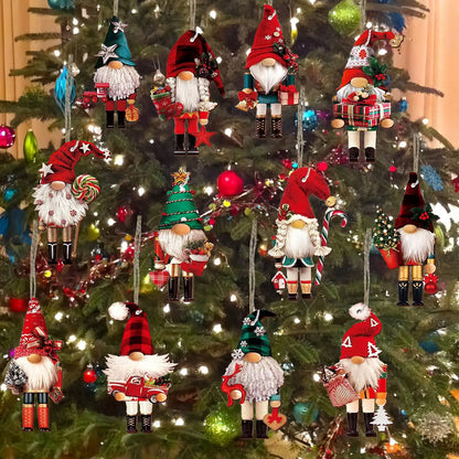 QIAWI Gnome Nutcracker Christmas Tree Ornaments Set (12pcs)