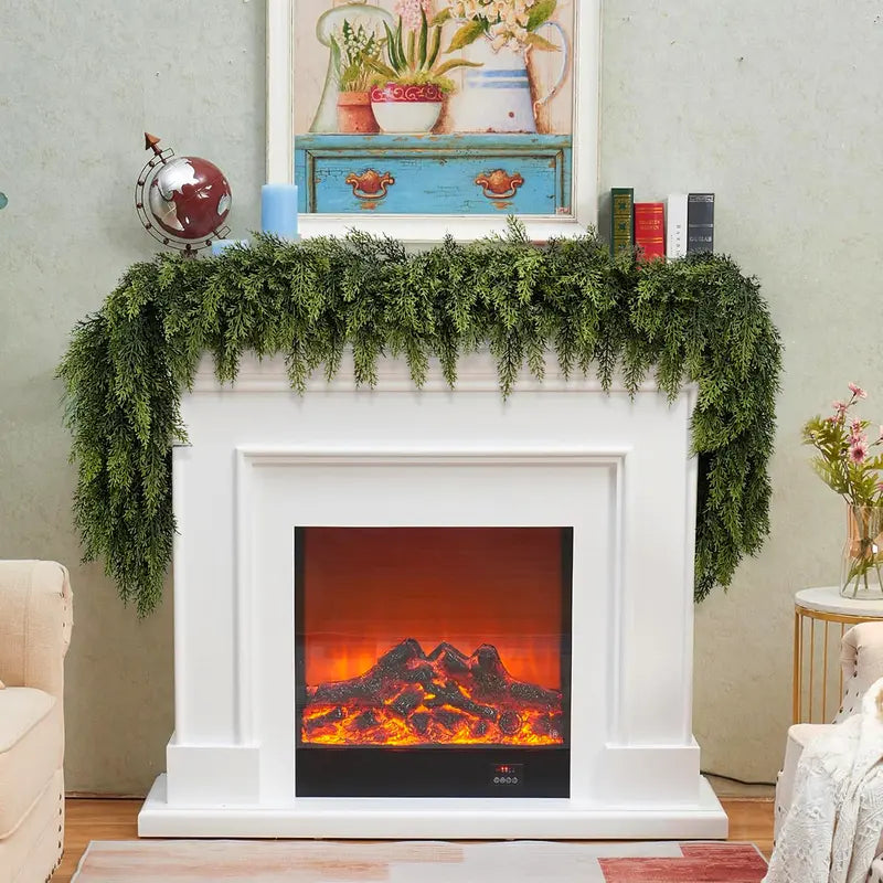 🎄LOVILDS™ 6FT Artificial Cedar Garland – Lifelike Greenery for Indoor & Outdoor Xmas Decor