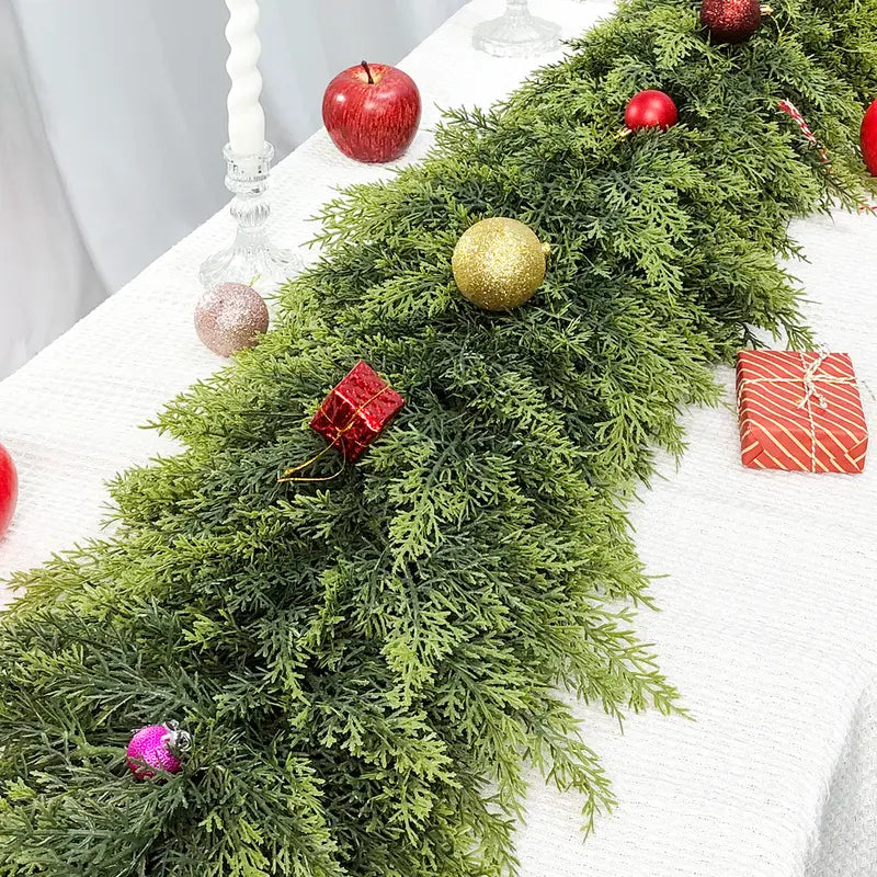 🎄LOVILDS™ 6FT Artificial Cedar Garland – Lifelike Greenery for Indoor & Outdoor Xmas Decor
