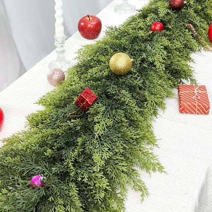 🎄LOVILDS™ 6FT Artificial Cedar Garland – Lifelike Greenery for Indoor & Outdoor Xmas Decor