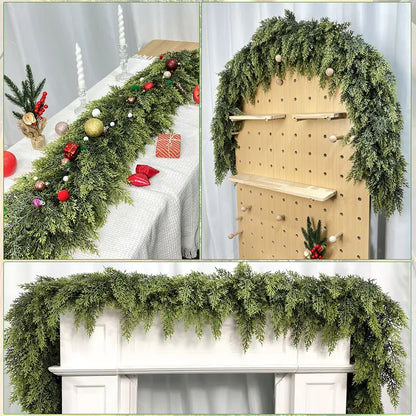 🎄LOVILDS™ 6FT Artificial Cedar Garland – Lifelike Greenery for Indoor & Outdoor Xmas Decor