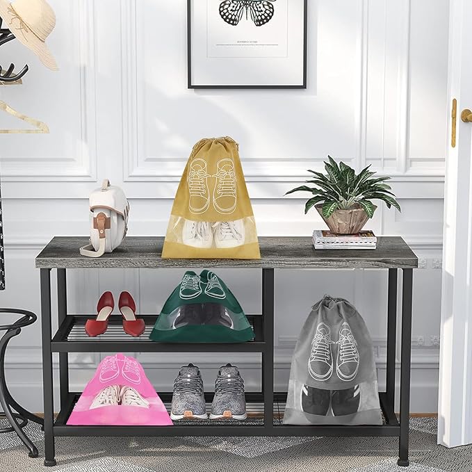 QIAWI 10 Pcs Portable Travel Shoe Bags, Waterproof Non-Woven Shoe Organizers Storage Bag