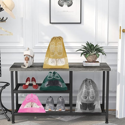 QIAWI 10 Pcs Portable Travel Shoe Bags, Waterproof Non-Woven Shoe Organizers Storage Bag