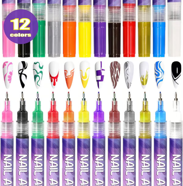 🔥HOT SALE 50% OFF - 🔥🎨12 Colors Nail Art Pens Set