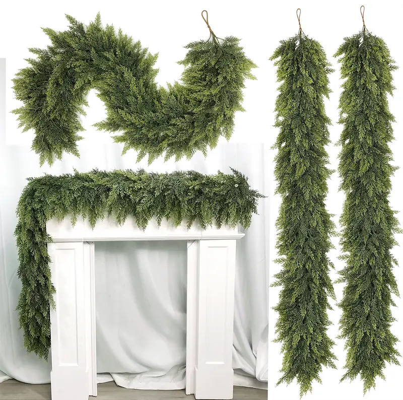 🎄LOVILDS™ 6FT Artificial Cedar Garland – Lifelike Greenery for Indoor & Outdoor Xmas Decor