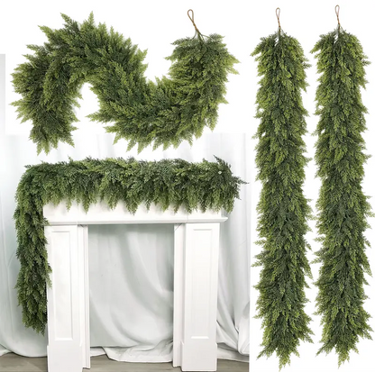 🎄LOVILDS™ 6FT Artificial Cedar Garland – Lifelike Greenery for Indoor & Outdoor Xmas Decor