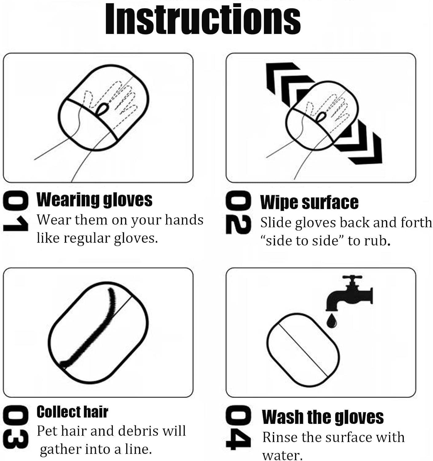 QIAWI  Static Pet Hair Removal Gloves Brush