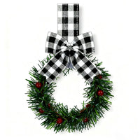 Red Berry Wreath - Black & White Striped