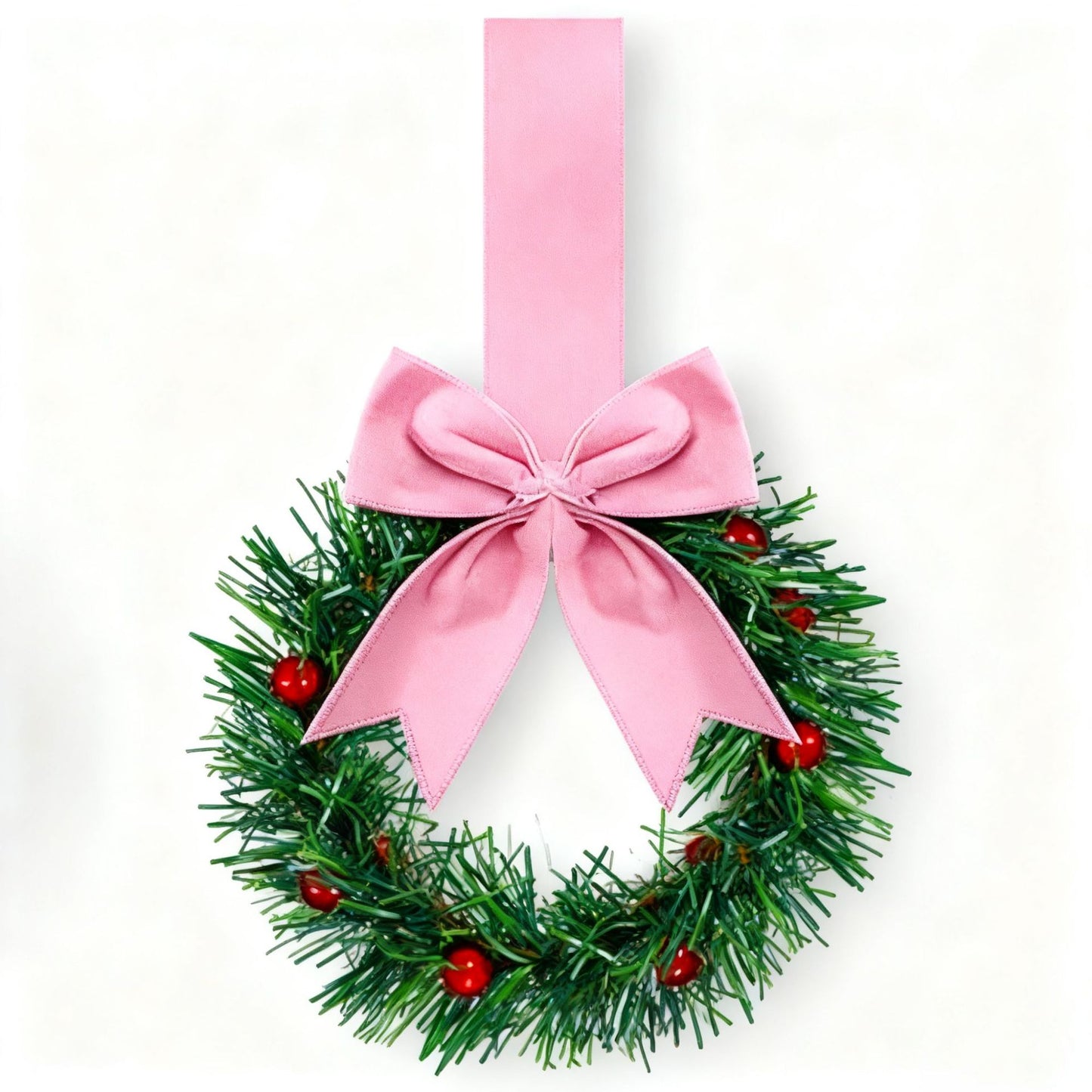 🎅 Christmas Mini Window Wreaths with Ribbon Bows & Red Berries🎁
