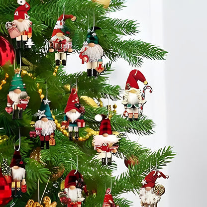 QIAWI Gnome Nutcracker Christmas Tree Ornaments Set (12pcs)