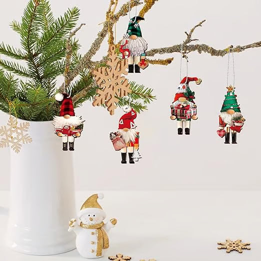 QIAWI Gnome Nutcracker Christmas Tree Ornaments Set (12pcs)