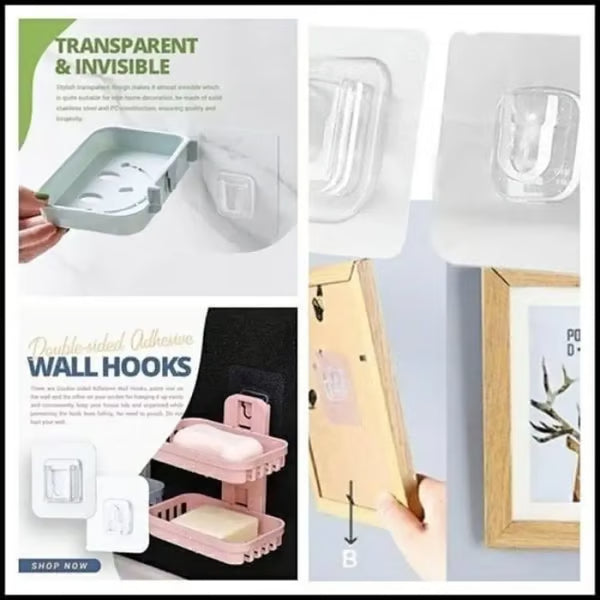 🔥HOT SALE 50% OFF - 🎁 Transparent Double-sided Adhesive Wall Hooks