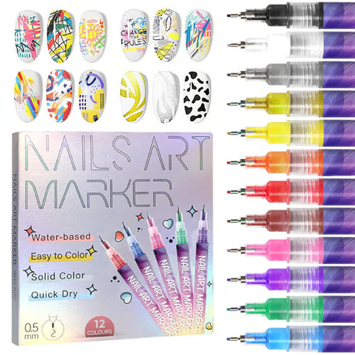 🔥HOT SALE 50% OFF - 🔥🎨12 Colors Nail Art Pens Set