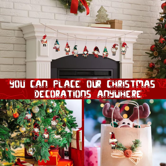 QIAWI Gnome Nutcracker Christmas Tree Ornaments Set (12pcs)