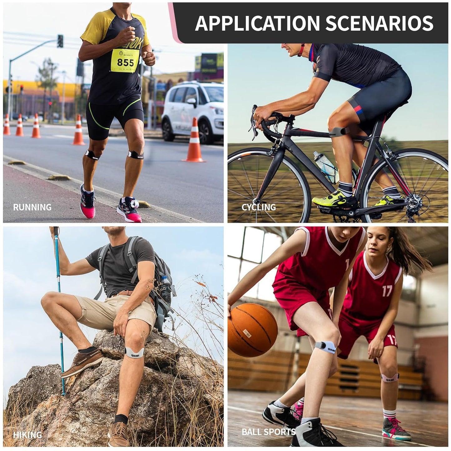 QIAWI™Patellar Support Strap For Knee Pain and Tendonitis (2 Straps Included)